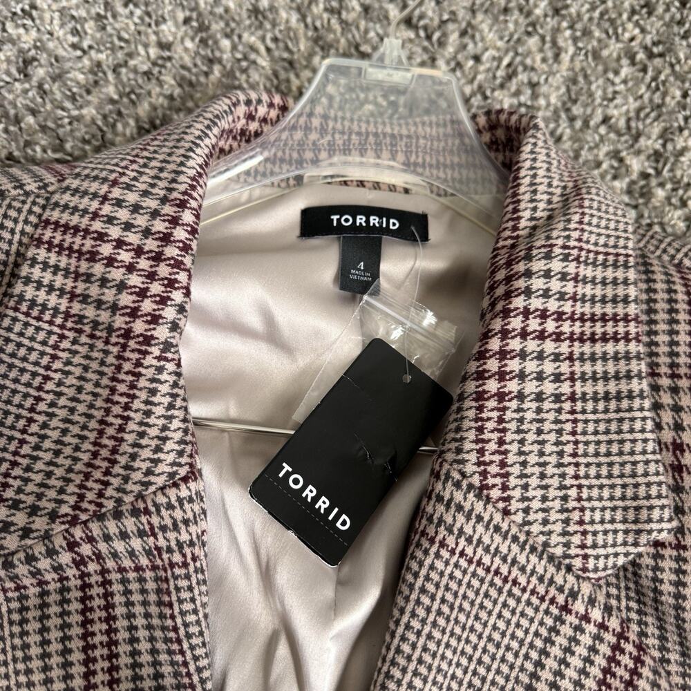 TORRID Woman's Jacquard Stretch Blazer Houndstooth Plaid Size 4X Career New - Picture 3 of 6